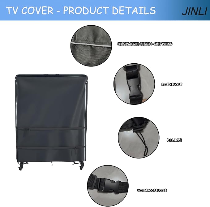 JINLI 45-50 inch outdoor TV trolley cover, courtyard TV cover, Oxford fabric - Image 3
