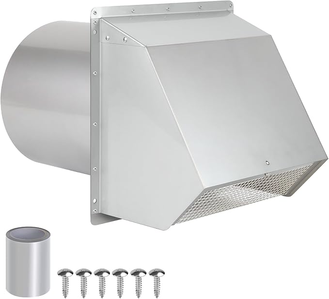 6 Inch Wall Vent Cover, Exterior Wall Vent Hood by JYINCPED