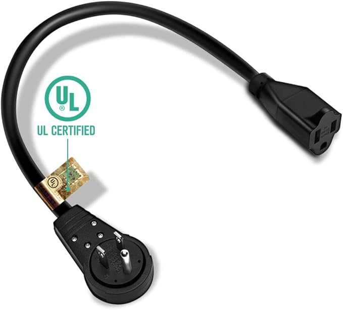 Nekteck 360° Rotating Flat Plug Extension Cord 1 Foot, 14AWG 3 Prong Extension - Image 7