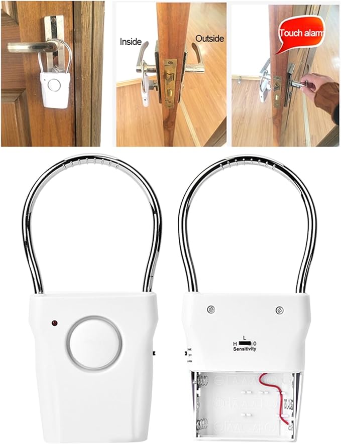 BORDSTRACT Door Handle Alarm, 120dB Vibration and Touching Triggered Portable - Image 6