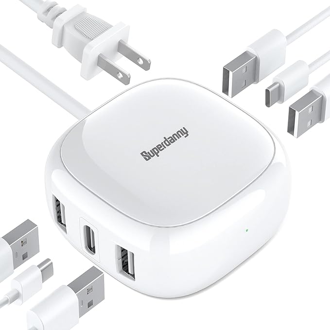 SUPERDANNY 6-Port USB Charger, 40W 8A Mini USB Charging Station, Charging by SUPERDANNY