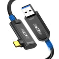 GeoHN.G USB A to USB C Fiber Optic Extension Cable 10M/33FT, Right Angle USB by GEOHNG
