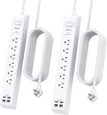2 Pack Power Strip, 15FT Long Extension Cord, Surge Protector by Mifaso
