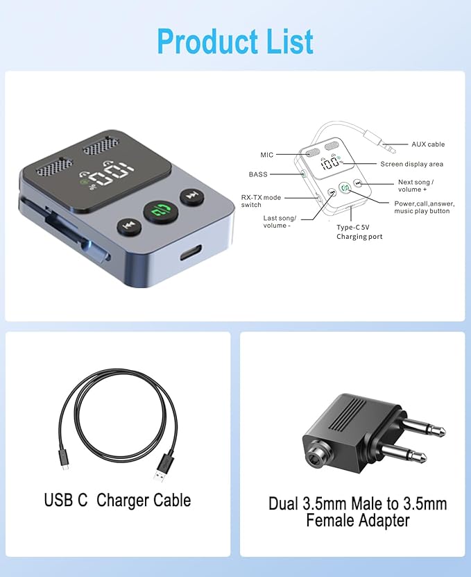 BabbleCom Bluetooth 5.3 Transmitter Receiver, 2-in-1 Adapter - Image 7