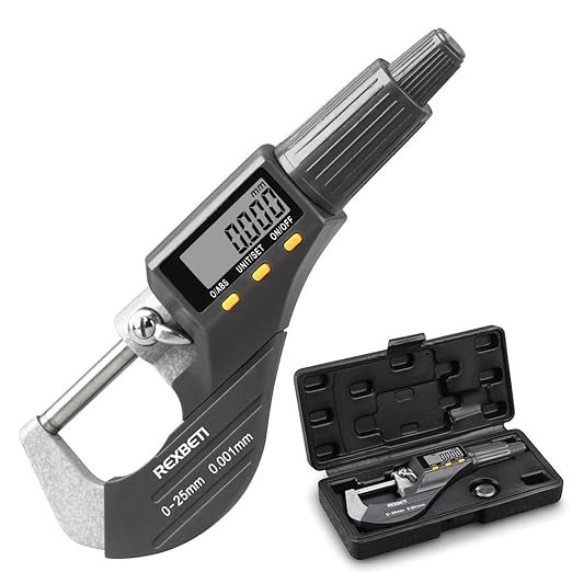 REXBETI Digital Micrometer, Professional Inch/Metric Measuring Tools by REXBETI