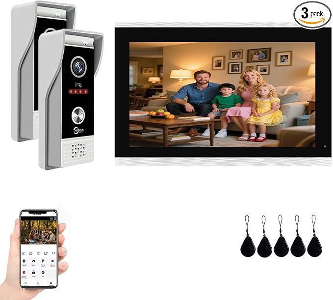 Video Doorbell Intercom System, 10 Inches Touch Screen Video Doorbell Door by ANJIELOSMART