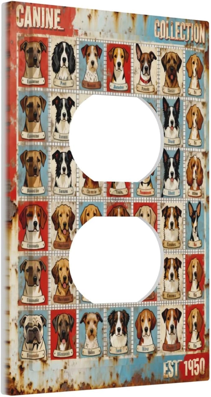 Bvtewkhz Dogs Funny Puppy Pets Vintage Duplex Outlet Decorative Outlet Covers - Image 2