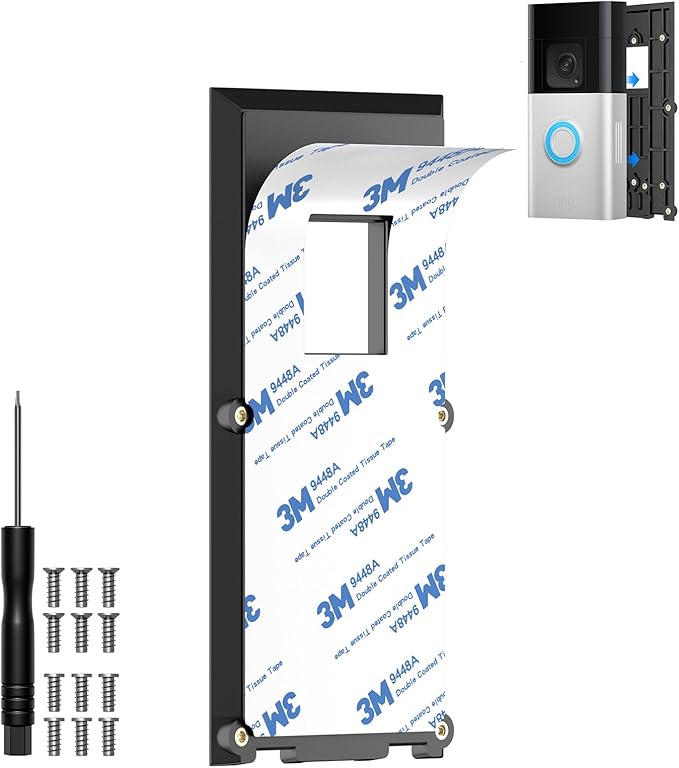 No-Drill Mounting Plate for Ring Video Doorbell 1/2/3/3 Plus/4, Battery by SZBAMI