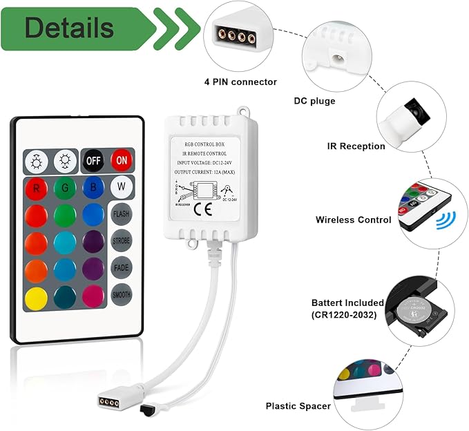 Taoellen RGB LED Light Strip Remote Controller, Dimmer - Image 4