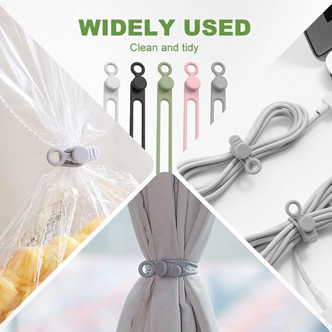 20PC Data Cable Organizer, 2026 Upgrade Silicone Cable Ties Reusable Cable - Image 6