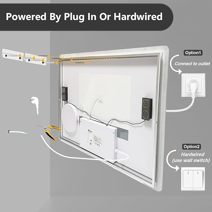 LUVODI Bathroom Mirror LED Lighted: 40x24 inch Rectangle Makeup Vanity - Image 9