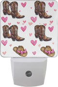 Pigsaly Led Night Light Cowgirl Hat Boots Pink Bow Hearts Night Light Plug in by Pigsaly