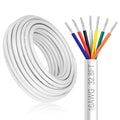 16 Gauge 7 Conductor Electrical Wire, 32.8FT White Stranded Low Voltage 16/7 by DEKIEVALE