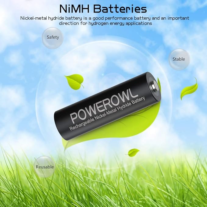 POWEROWL AA AAA Rechargeable Batteries, Pre-Charged High Capacity 2800mAh & - Image 4