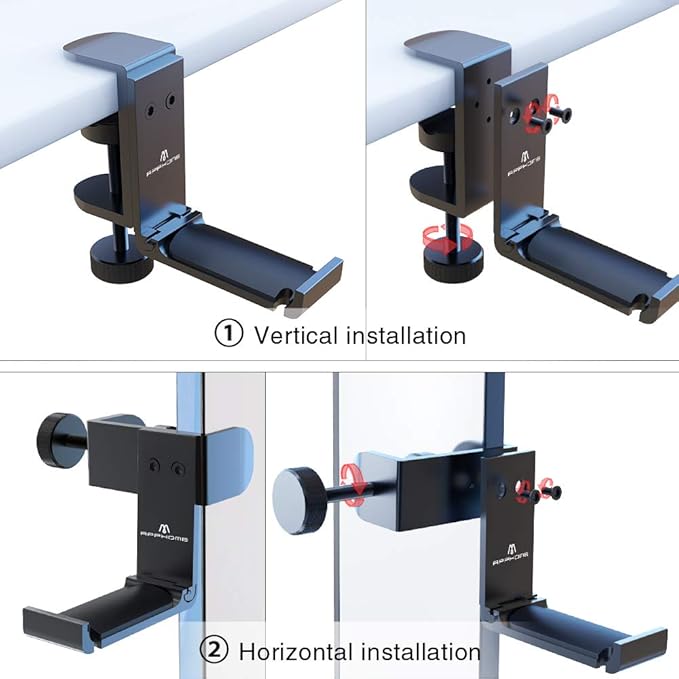 APPHOME Headphone Stand Hook for Desk, Foldable Under Table Headset Holder - Image 9