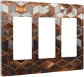 Bvtewkhz Brown Abstract Luxury Modern Geometric Cubic Marble 3 Gang Triple by Unknown