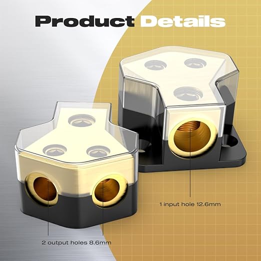 Distribution Block Car Audio, 2 Way 0/2/4 Gauge in 4/8/10 Gauge Out Amp Power - Image 4