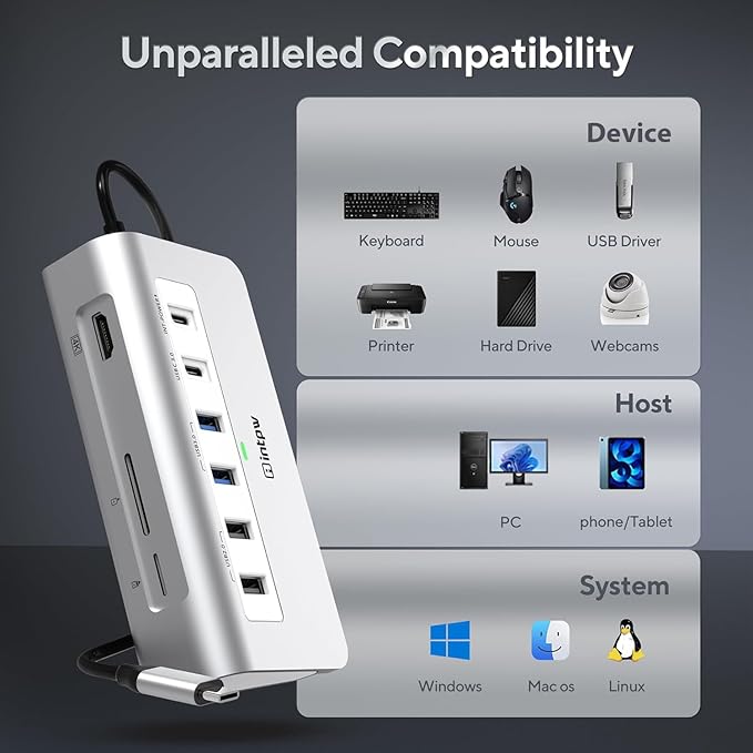 P9 USB C Hub, intpw 9-in-1 USB C Hub Multiport Adapter - Image 9