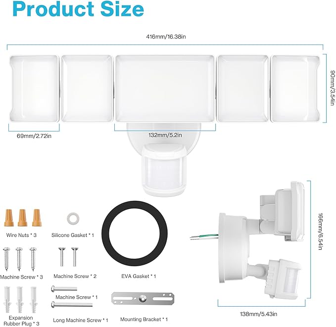 Olafus 130W Motion Sensor Outdoor Lights, 13000LM 2 Pack Motion Sensor Flood - Image 9