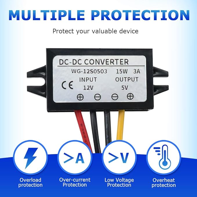2Pcs 12/24V to 5V 5A 25W DC-DC Step Down Converter, Power Supply Adapter - Image 4