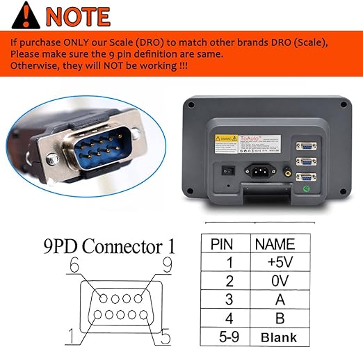 TOAUTO Digital Readout 2 Axis 3 Axis DRO Display Linear Scale 550mm 22" - Image 4