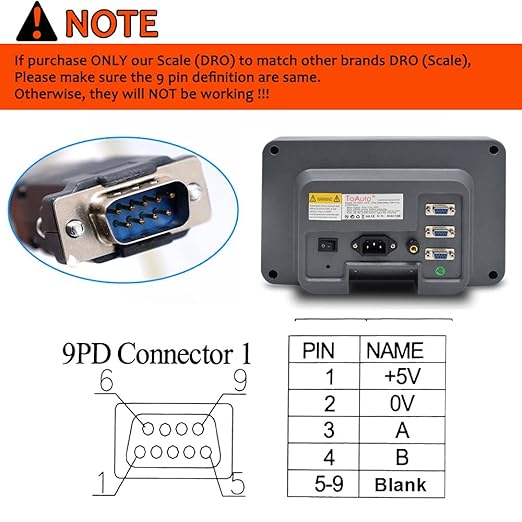 TOAUTO Digital Readout 2 Axis 3 Axis DRO Display Linear Scale 350mm 14" - Image 4