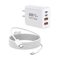40W iPhone 17/16/15 Fast Charger, PD 40W Type C Apple Charger 4 Port Wall Plug by Dazana
