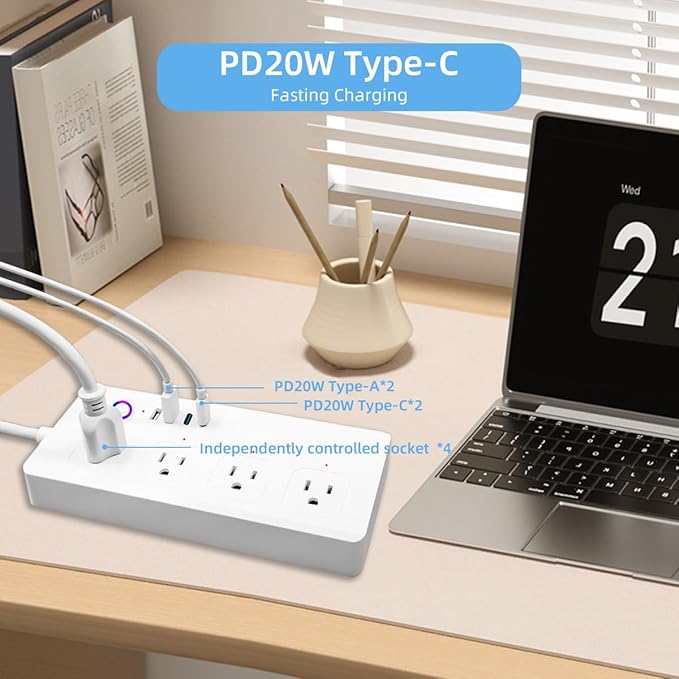 UseeLink Smart Power Strip, WiFi Flat Plug Strip - Image 3
