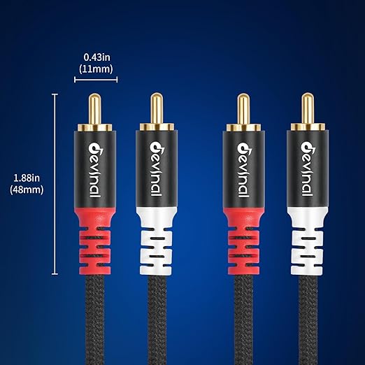 Devinal 16FT RCA Cables, 2RCA to 3RCA Audio Cable, Male Stereo RCA Cord - Image 8