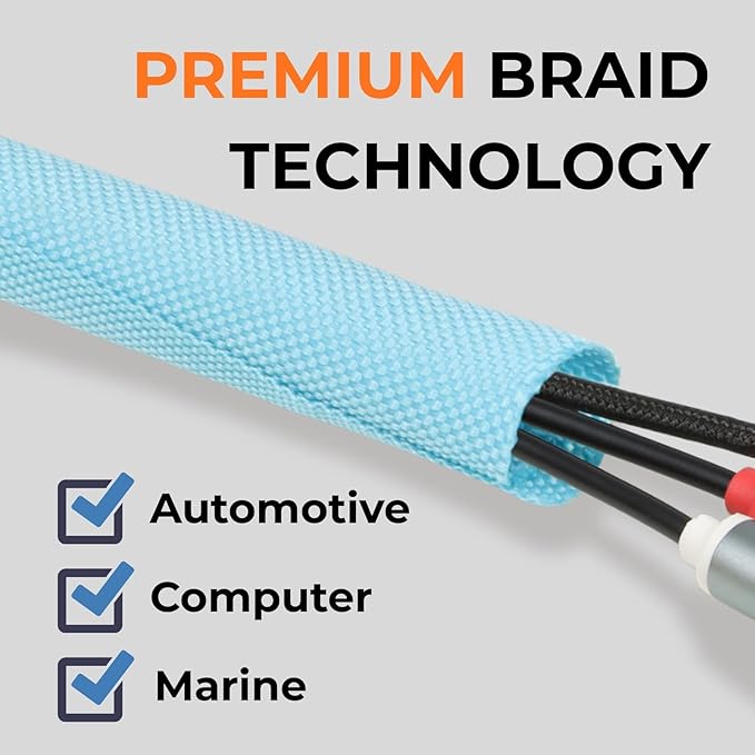 HOLED 3/8 inch Split Braided Cable Management Sleeve - Image 2