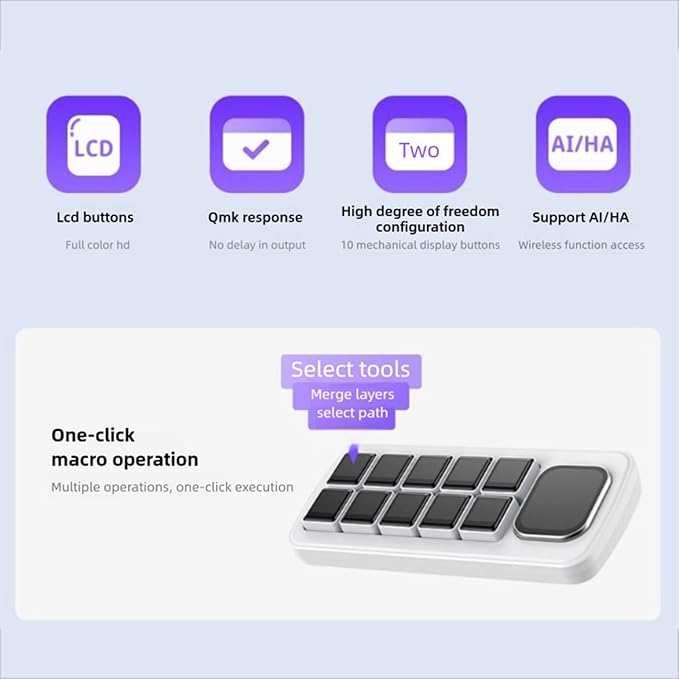 Yunseity AI Voice Control Panel, 10 LCD Mechanical Buttons - Image 3