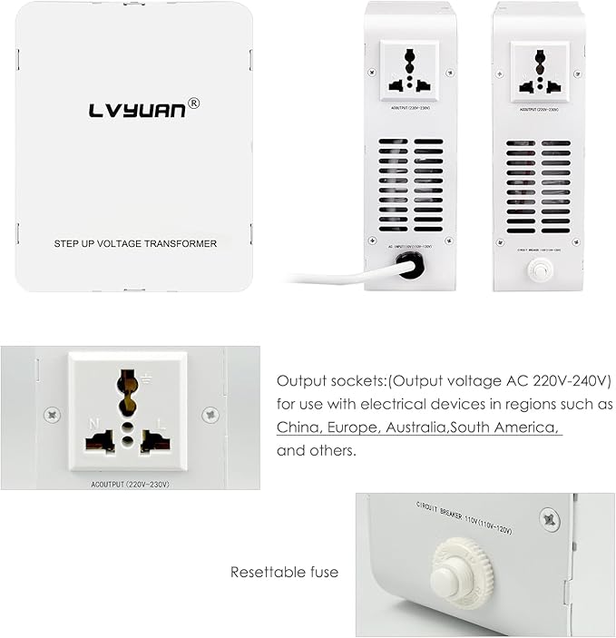 LVYUAN 2000W Voltage Transformer Step Up/Down Converter, 110V/120V to 220V/240V - Image 5
