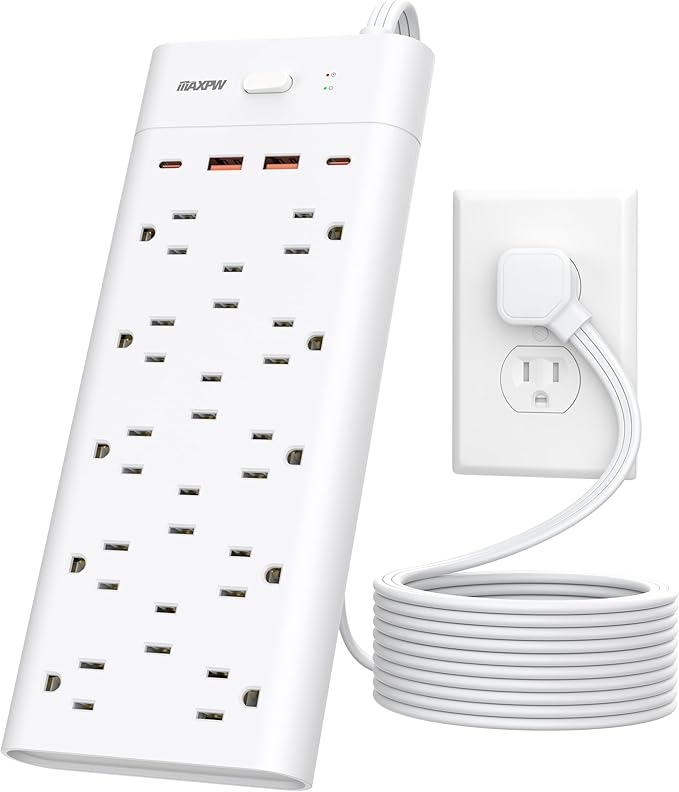 Power Strip Surge Protector Outlet Extender by Maxpw