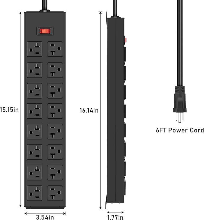 JUNNUJ Heavy Duty 20 Amp Power Strip - Image 6