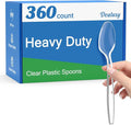 Dealusy 360 Count Clear Plastic Spoons Disposable, Heat Resistant, Solid and by Dealusy