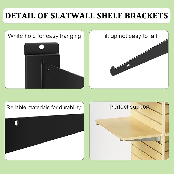 24Pcs Slatwall Shelf Bracket 14 inch, Heavy Duty Slatwall Knife Shelf Bracket - Image 3