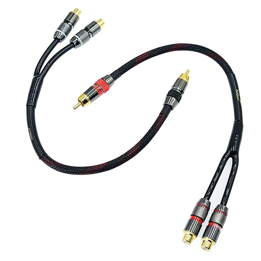 Arklove 2ft Shielded RCA Splitter Subwoofer Stereo Audio Video Cable 1 Male to by Arklove