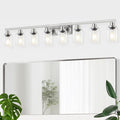 DIKAIDA 52inch Brushed Nickel Vanity Light Fixtures, 8 Light Brushed Nickel by DIKAIDALights
