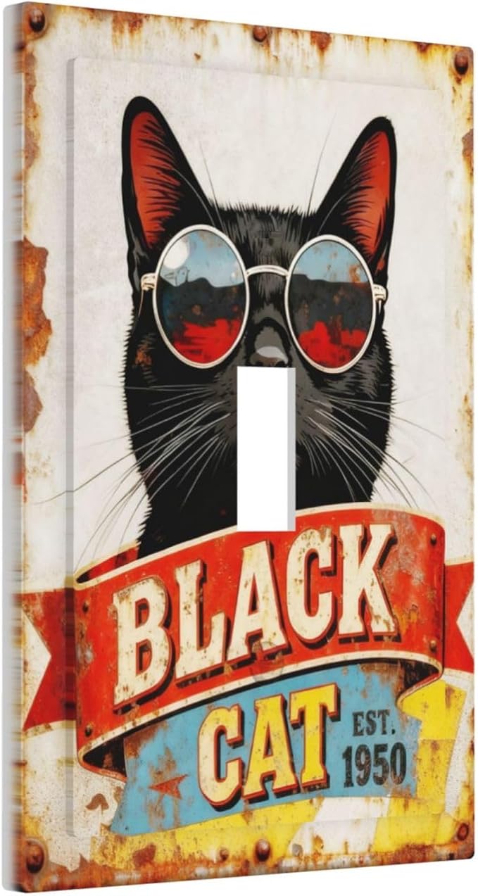 Bvtewkhz Black Cat Vintage 1 Gang Single Toggle Decorative Outlet Covers Light - Image 2