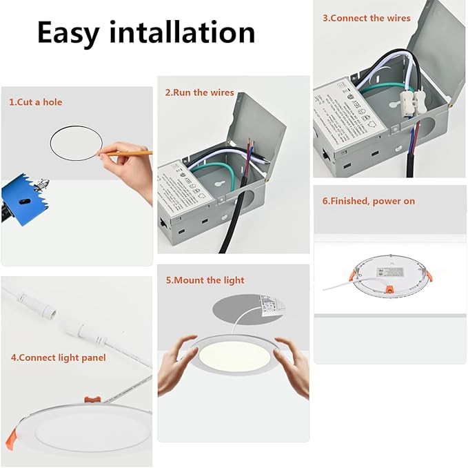 MKUJOO 24 Pack 6 Inch Ultra-Thin LED Recessed Ceiling Light - Image 5