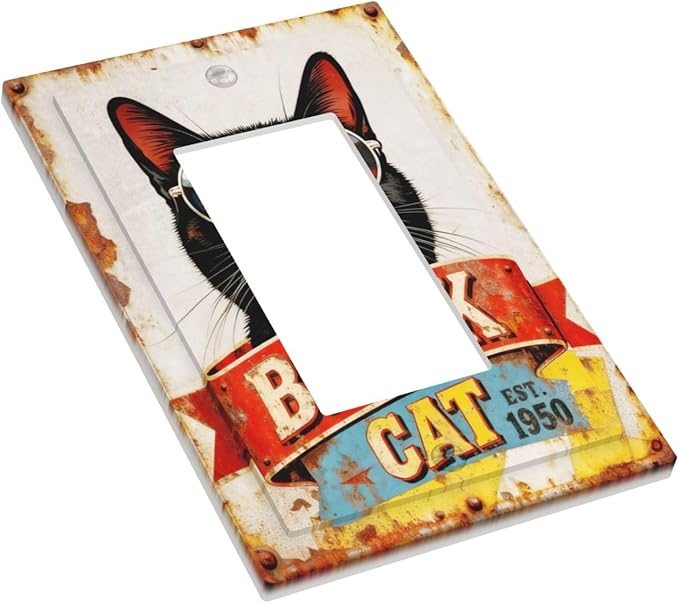Bvtewkhz Black Cat Vintage 1 Gang Single Rocker Decorative Outlet Covers Light - Image 3