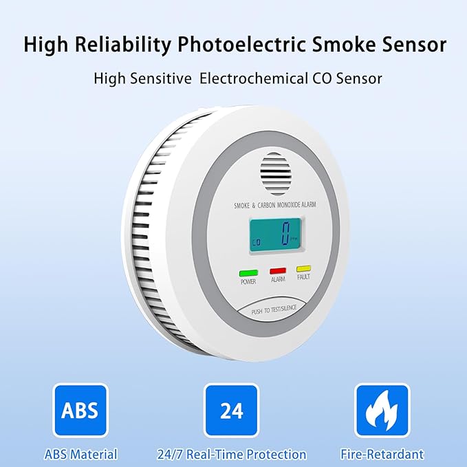 Virtue Sensor Smoke & Carbon Monoxide Detector, 2-in-1 CO Detector Alarm - Image 4