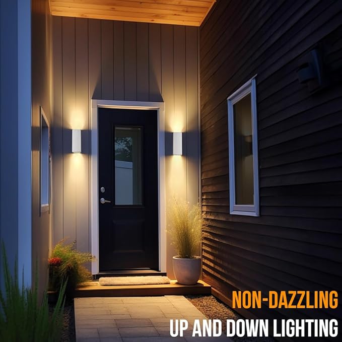 wowlite Modern Porch Lights White 2 Pack, Dust to Dawn Outdoor Light, - Image 6