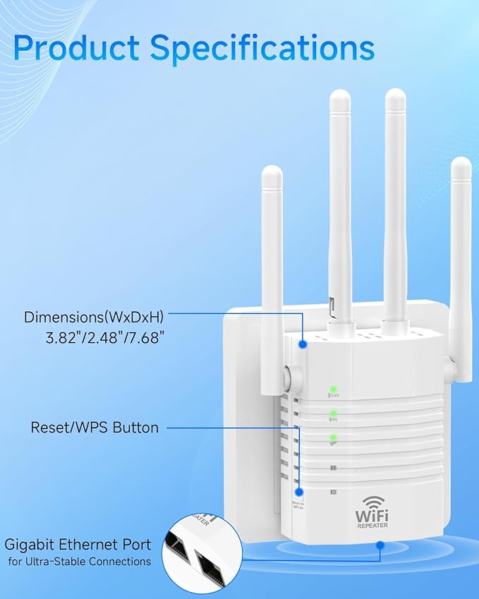 WiFi Extender Supports 105 Devices, 1.2Gbps Home Signal Booster, WiFi Extender - Image 8