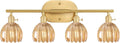 Shenmoyl Bathroom Light Fixtures, 4-Light Brass Vanity Wall Light Over Mirror by Shenmoyl