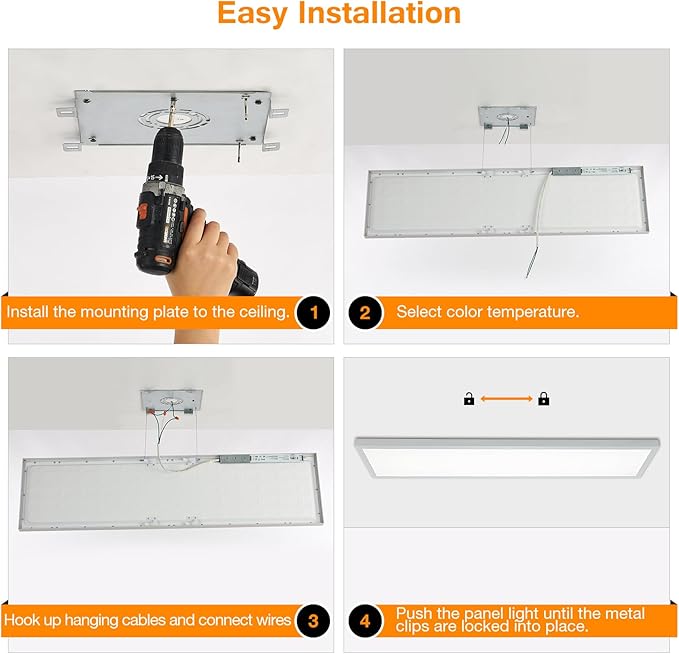 Mcacggo 1x4 LED Flat Panel Light Surface Mount, 3000K-4000K-5000K Selectable & - Image 8