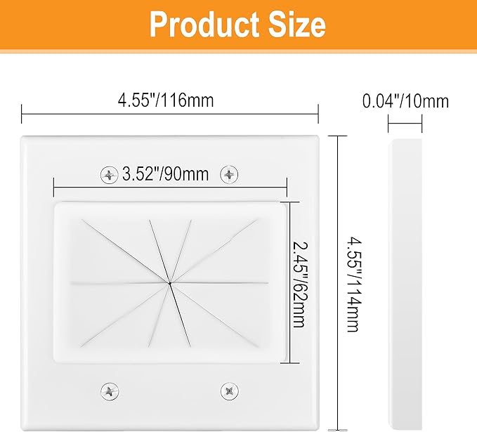 Kebulldola 2 Gang Wall Plate White 2 Pack, Silicone Cable Pass Through Wall - Image 4