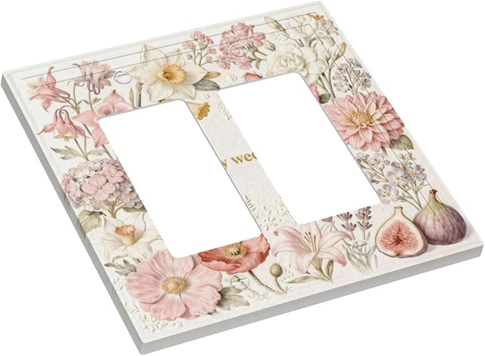 Bvtewkhz Floral Plant Watercolor Flowers 2 Gang Double Rocker Decorative Outlet - Image 3
