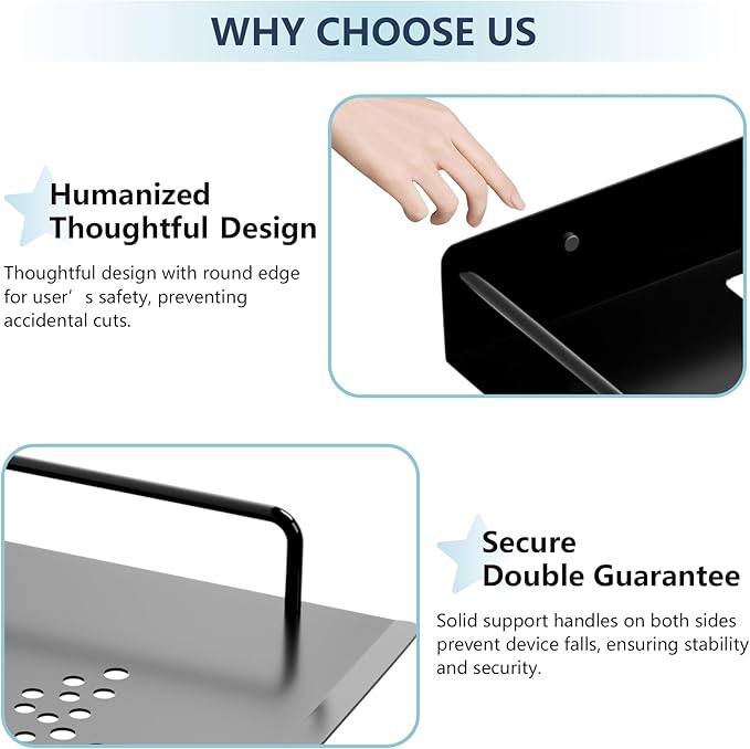Floating Shelves for Projector, Metal WiFi Router Shelf, Cable Box Wall Mount - Image 4