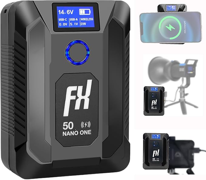 FXLION Nano ONE Upgraded V Mount Battery, 50Wh 14.8V 3400mAh V Lock Battery by FXLION
